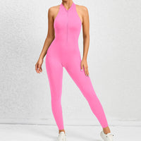 Thumbnail for Zippered Yoga Fitness Jumpsuit