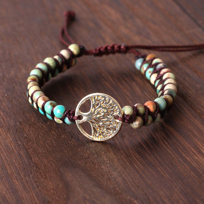Natural Agate Hand-Woven Yoga Bracelet