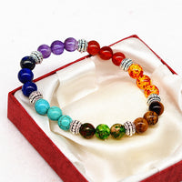 Thumbnail for TranquilAura Colorful Crystal Seven Chakra Yoga Bracelet