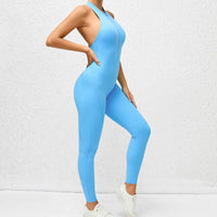 Thumbnail for Zippered Yoga Fitness Jumpsuit