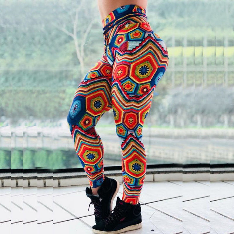 High Waist Colorful Jacquard Yoga Leggings