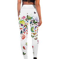 Thumbnail for Floral Butterfly High Waist Slim Fit Yoga Tights