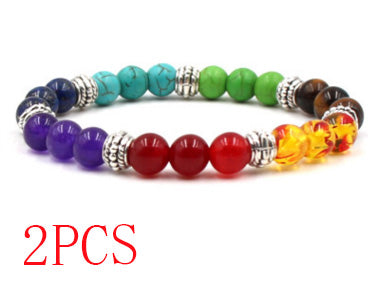 Natural Stone Colorful Chakra Energy Yoga Bracelet