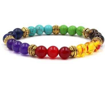 Natural Stone Colorful Chakra Energy Yoga Bracelet