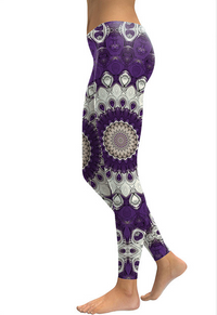 Thumbnail for Purple Mandala Flower Yoga Workout Leggings