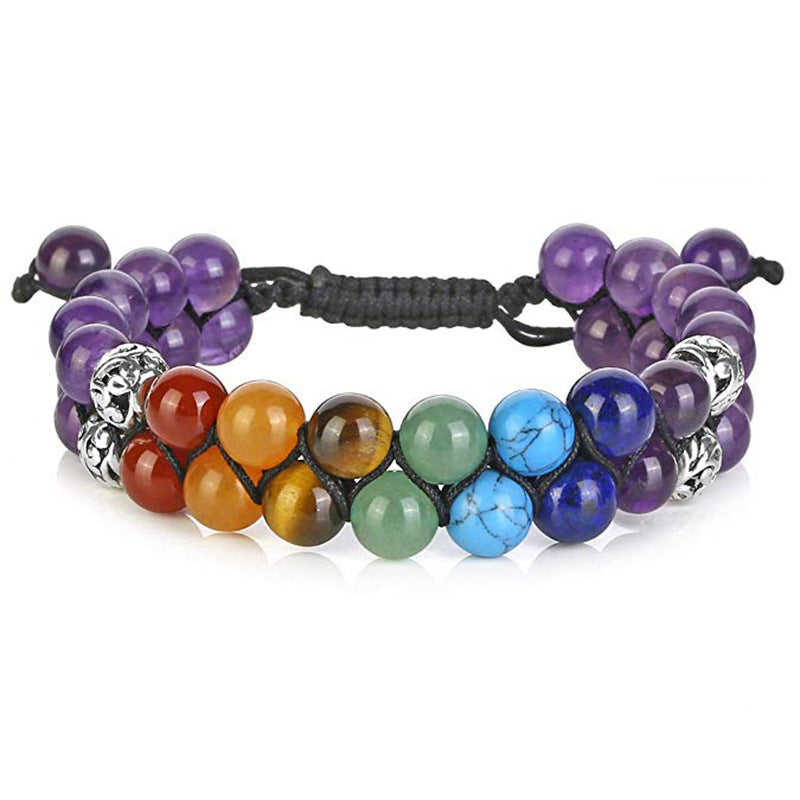 ZenViolet Purple Stone Adjustable Yoga Bracelet