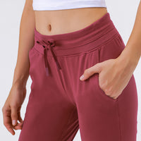 Thumbnail for Quick-Dry High-Waist Slimming Track Pants