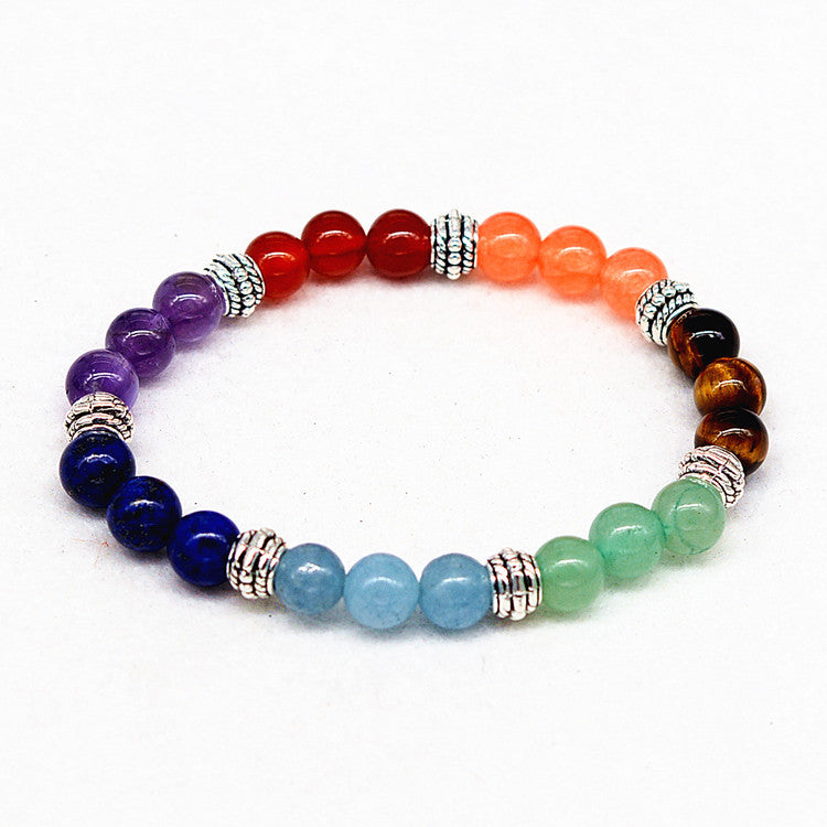 TranquilAura Colorful Crystal Seven Chakra Yoga Bracelet