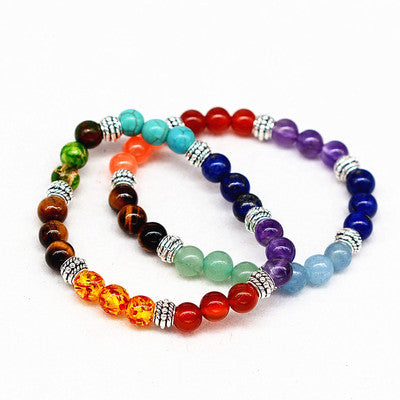 TranquilAura Colorful Crystal Seven Chakra Yoga Bracelet