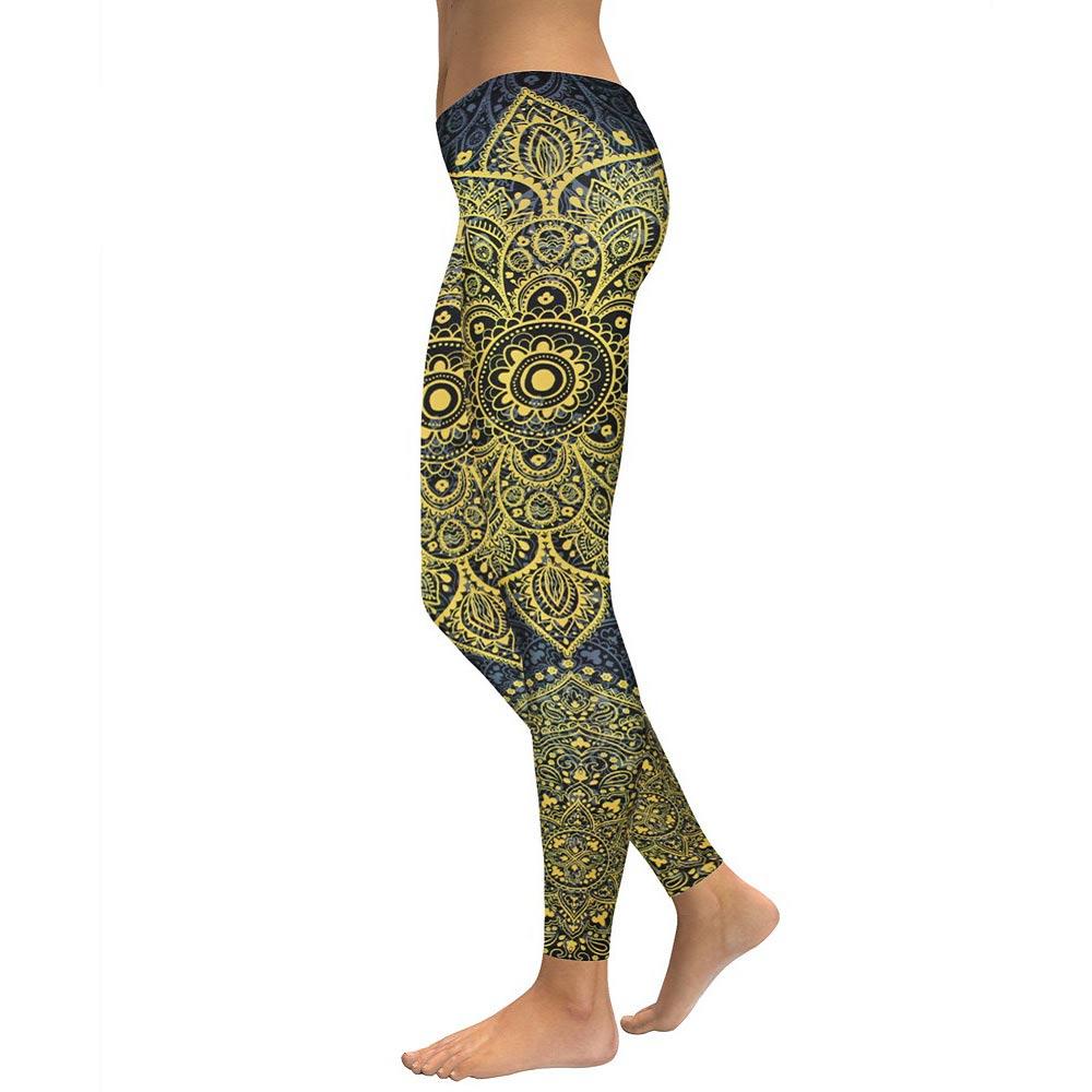 Yellow Gold Mandala Yoga Workout Leggings
