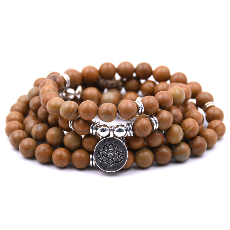 DivineLotus Silver Buddha Beads Yoga Bracelet