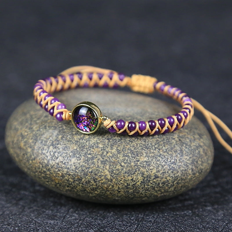 CosmicVibe Purple Stone Woven Yoga Bracelet