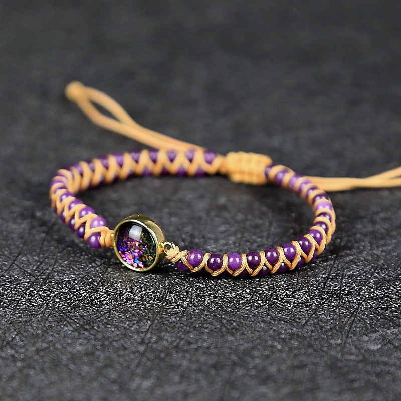 CosmicVibe Purple Stone Woven Yoga Bracelet