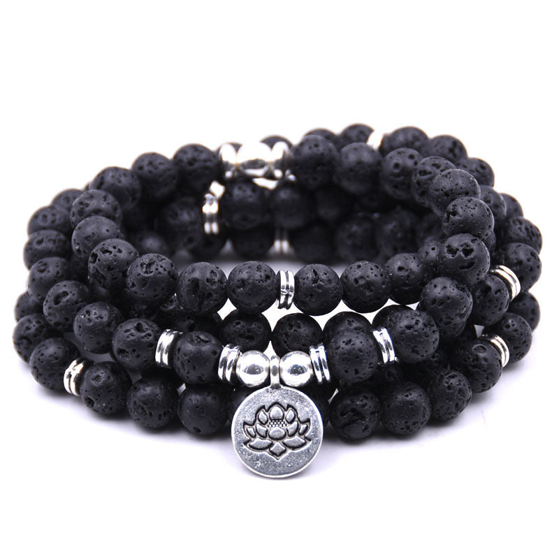 DivineLotus Silver Buddha Beads Yoga Bracelet