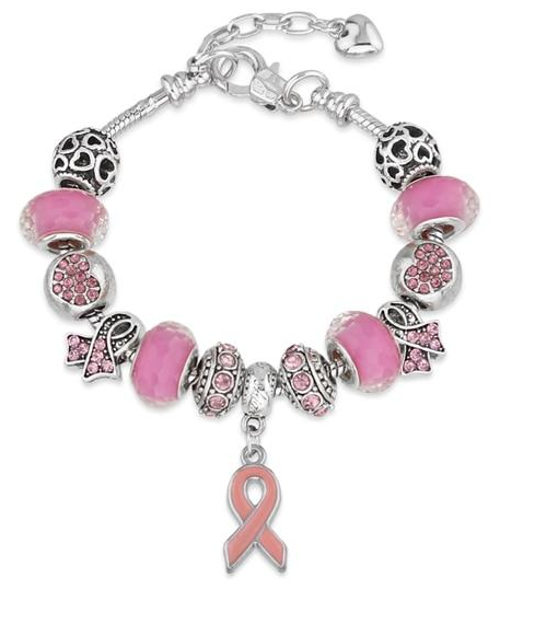 YogaSupreme Pink Ribbon Charm Bracelet