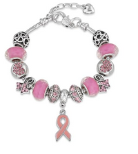 Thumbnail for YogaSupreme Pink Ribbon Charm Bracelet