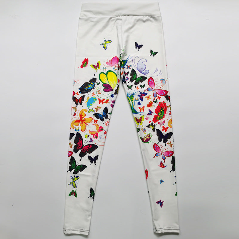 Floral Butterfly High Waist Slim Fit Yoga Tights